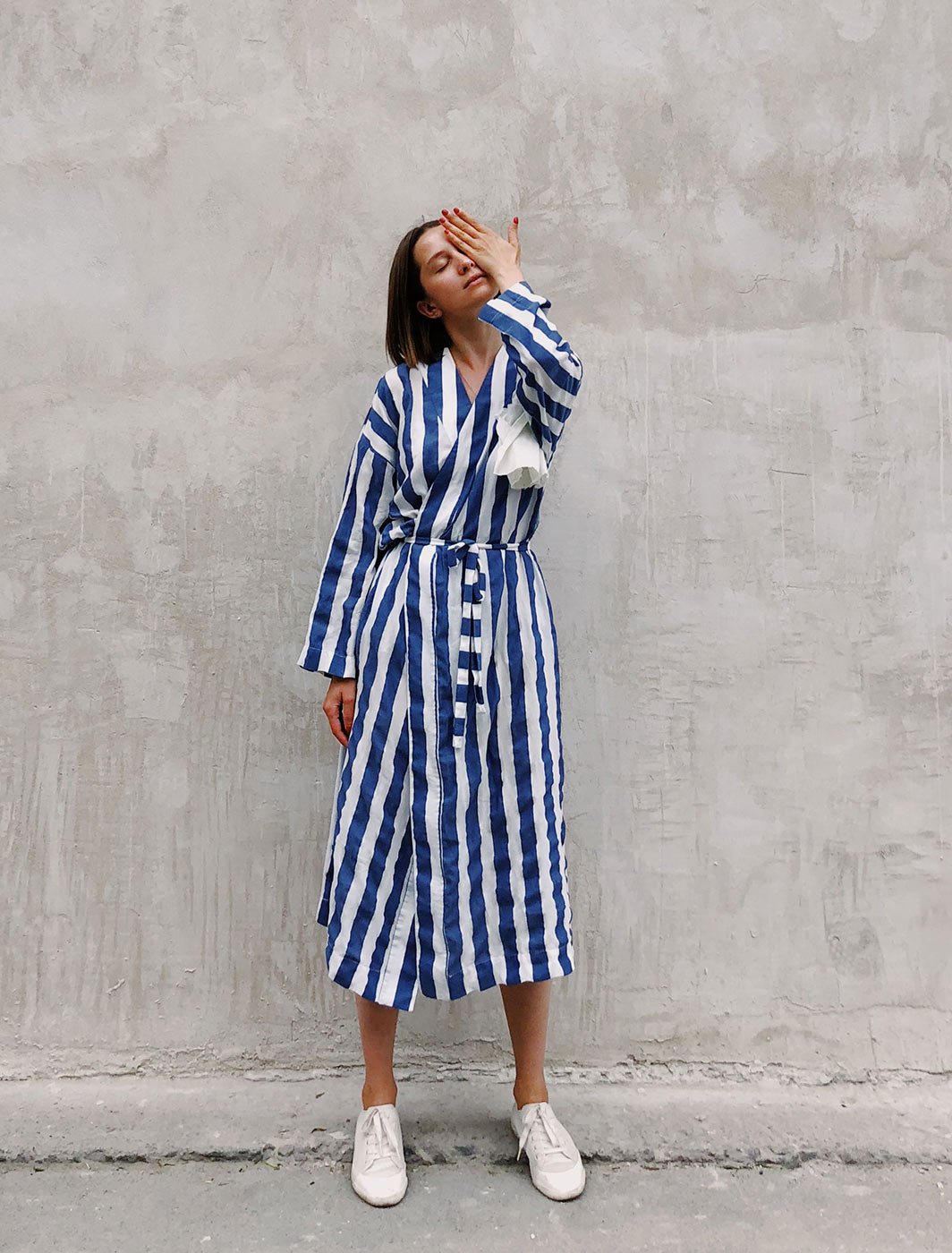 Stripe wrap dress